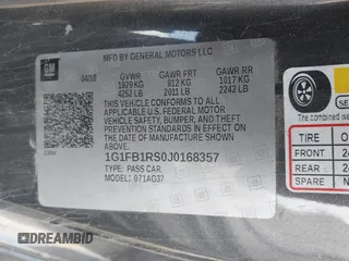 2018 Chevrolet Camaro 1LT z VIN 1G1FB1RS0J0168357, wystawiony jako IAAI lot #41428485 z przebiegiem Nie podano mil oraz . Historia ofert i sprzedaży dostępna na DreamBid. Obrazek 9.