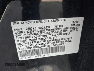 2016 Honda Pilot Elite with VIN 5FNYF6H0XGB127133, listed as a IAAI auction lot 41723875 with Not Provided miles. Bid and sale history available at carsss.com. Image 9.