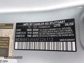 2010 Mercedes-Benz SLK with VIN WDBWK5JA4AF226113, listed as a IAAI auction lot 42109070 with 123,725 mi miles and . Bid and sale history available at DreamBid. Image 9.