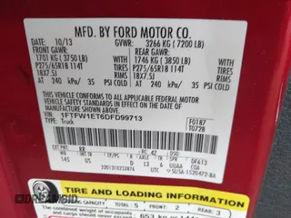 2013 Ford F-150 XL z VIN 1FTFW1ET6DFD99713, wystawiony jako IAAI lot #42367213 z przebiegiem 53 997 mil mil oraz . Historia ofert i sprzedaży dostępna na DreamBid. Obrazek 9.