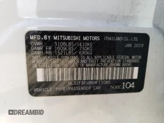 2019 Mitsubishi Mirage G4 ES with VIN ML32F3FJ8KHF11085, listed as a Copart auction lot 55000834 with 90,395 mi miles and Salvage Title. Bid and sale history available at carsss.com. Image 12.