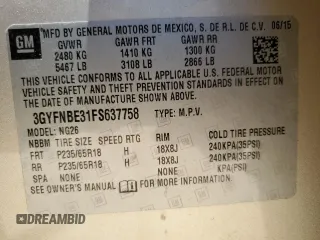 2015 Cadillac SRX Luxury Collection z VIN 3GYFNBE31FS637758, wystawiony jako Copart lot #56911815 z przebiegiem 73 893 mil mil oraz Czysty tytuł • Clean title. Historia ofert i sprzedaży dostępna na DreamBid. Obrazek 13.