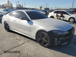 2021 BMW 4 Series M440i xDrive with VIN WBA13AR09MCF51598, listed as a Copart auction lot 46141215 with 23,076 mi miles and Salvage Title. Bid and sale history available at DreamBid. Image 4.