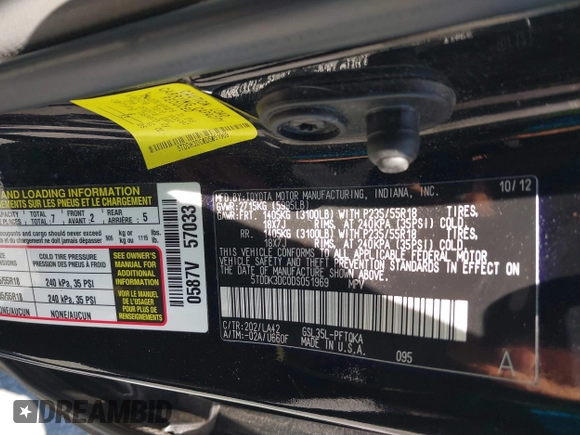 2013 Toyota Sienna XLE с VIN 5TDDK3DC0DS051969, выставлен на аукционе IAAI как лот 42344494 с пробегом 166 890 миль миль и . История ставок и продаж доступна на DreamBid. Изображение 9.
