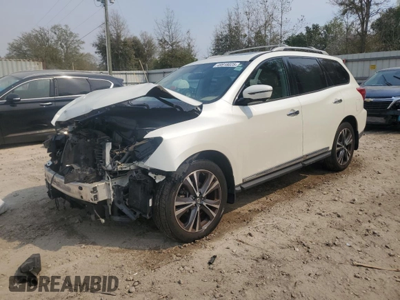 2018 Nissan Pathfinder Platinum z VIN 5N1DR2MN0JC647728, wystawiony jako Copart lot #49918025 z przebiegiem 94 946 mil mil oraz Szkoda całkowita • Salvage title. Historia ofert i sprzedaży dostępna na DreamBid. Obrazek 1.