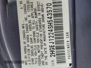 1995 Honda Civic z VIN 2HGEJ1224SH543570, wystawiony jako Copart lot #72806114 z przebiegiem 153 785 mil mil oraz Szkody całkowita. Historia ofert i sprzedaży dostępna na DreamBid. Obrazek 14.
