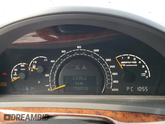 2006 Mercedes-Benz S 55 AMG with VIN WDBNG74J46A467680, listed as a Copart auction lot 79600314 with 155,019 mi miles and Clean Title. Bid and sale history available at DreamBid. Image 9.