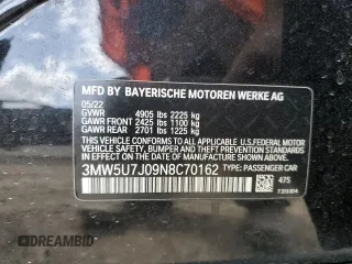 2022 BMW 3 Series M340i with VIN 3MW5U7J09N8C70162, listed as a Copart auction lot 49161745 with 40,503 mi miles and Salvage Title. Bid and sale history available at carsss.com. Image 13.