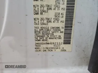 2022 Nissan Frontier Pro-4X z VIN 1N6ED1EK9NN692552, wystawiony jako Copart lot #55795375 z przebiegiem 29 171 mil mil oraz Szkoda całkowita • Salvage title. Historia ofert i sprzedaży dostępna na DreamBid. Obrazek 12.