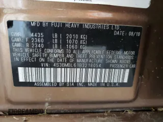 2011 Subaru Legacy Limited Power Moon с VIN 4S3BMBL61B3218054, выставлен на аукционе Copart как лот 60506895 с пробегом 115 006 миль миль и Списание • Salvage title. История ставок и продаж доступна на DreamBid. Изображение 12.