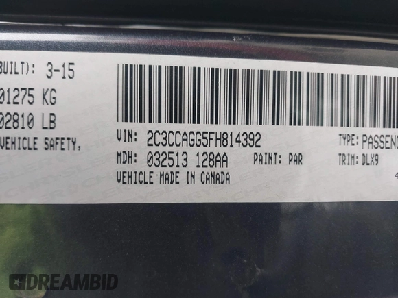 2015 Chrysler 300 with VIN 2C3CCAGG5FH814392, listed as a IAAI auction lot 41239339 with 142,046 mi miles. Bid and sale history available at carsss.com. Image 9.
