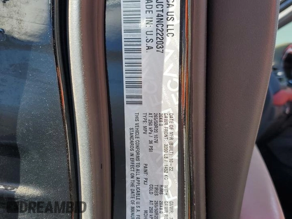 2022 Dodge Durango R/T Plus with VIN 1C4SDJCT4NC222037, listed as a Copart auction lot 48144735 with 48,004 mi miles and Salvage title. Bid and sale history available at DreamBid. Image 15.