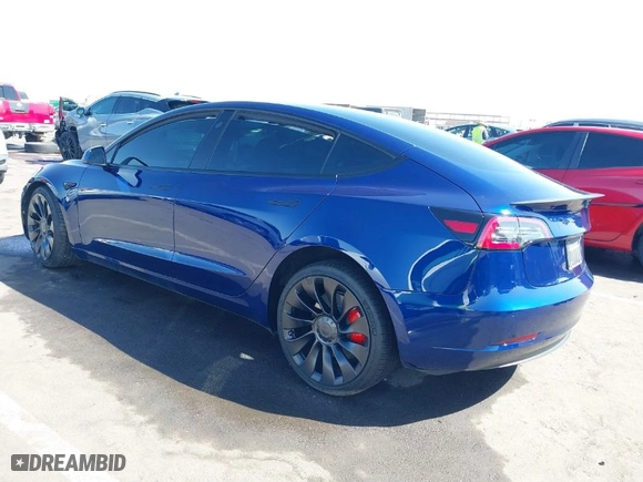 2022 Tesla Model 3 Performance with VIN 5YJ3E1EC4NF347055, listed as a IAAI auction lot 41713504 with 38,266 mi miles. Bid and sale history available at carsss.com. Image 3.