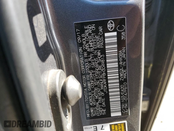 2017 Toyota Prius Plus z VIN JTDKARFP8H3049813, wystawiony jako Copart lot #54939645 z przebiegiem 132 604 mil mil oraz Szkoda całkowita • Salvage title. Historia ofert i sprzedaży dostępna na DreamBid. Obrazek 12.