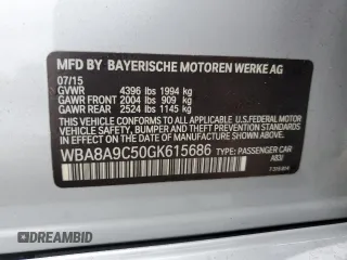 2016 BMW 3 Series 320i with VIN WBA8A9C50GK615686, listed as a Copart auction lot 88160955 with 59,603 mi miles and Salvage Title. Bid and sale history available at carsss.com. Image 12.