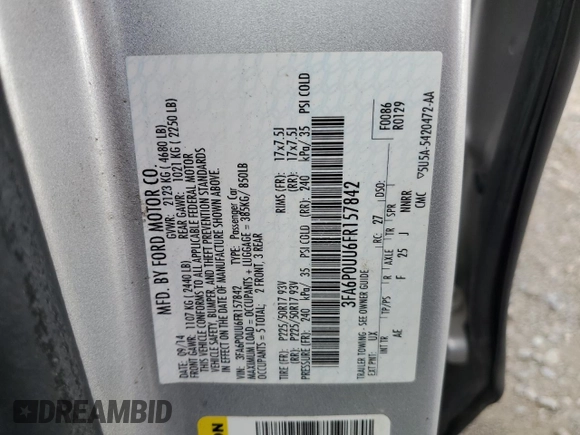 2015 Ford Fusion S Hybrid with VIN 3FA6P0UU6FR157842, listed as a Copart auction lot 83024044 with 0 mi miles and Salvage Title. Bid and sale history available at carsss.com. Image 12.