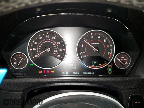 2014 BMW 4 Series 435i with VIN WBA3R1C52EK192076, listed as a Copart auction lot 60098595 with 89,504 mi miles and Salvage title. Bid and sale history available at DreamBid. Image 9.