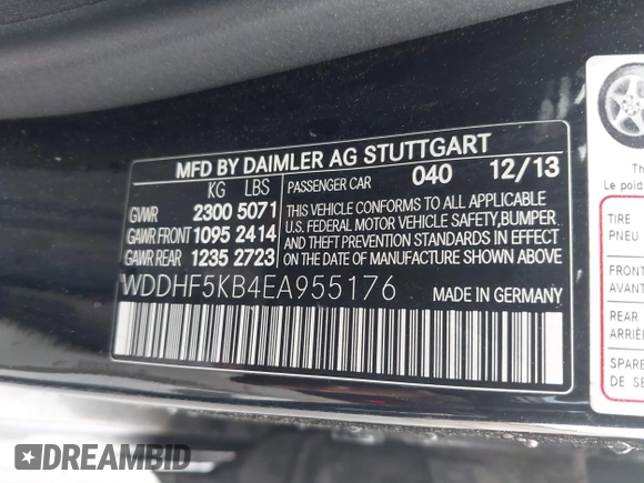 2014 Mercedes-Benz E 350 Sport with VIN WDDHF5KB4EA955176, listed as a IAAI auction lot 42054031 with 191,521 mi miles and . Bid and sale history available at carsss.com. Image 9.