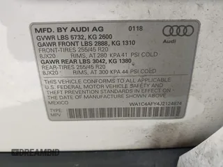 2018 Audi SQ5 Prestige z VIN WA1C4AFY4J2124874, wystawiony jako IAAI lot #42442773 z przebiegiem 86 612 mil mil oraz . Historia ofert i sprzedaży dostępna na DreamBid. Obrazek 9.