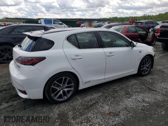 2014 Lexus CT 200h with VIN JTHKD5BH2E2207240, listed as a Copart auction lot 52705015 with 105,758 mi miles and Salvage Title. Bid and sale history available at DreamBid. Image 3.