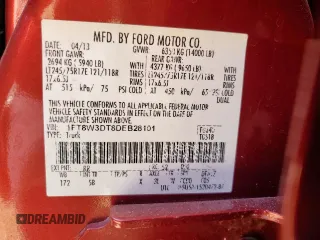 2013 Ford F-350 XL with VIN 1FT8W3DT8DEB28101, listed as a Copart auction lot 47640345 with Not provided miles and Non repairable. Bid and sale history available at DreamBid. Image 12.