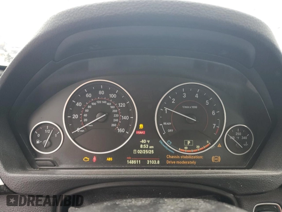 2013 BMW 3 Series 335i with VIN WBA3A9C5XDF475077, listed as a Copart auction lot 43806875 with 148,611 mi miles and Non Repairable. Bid and sale history available at carsss.com. Image 9.