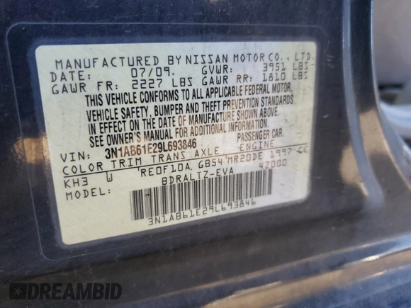 2009 Nissan Sentra SR FE+ with VIN 3N1AB61E29L693846, listed as a Copart auction lot 88304105 with 131,781 mi miles and Clean title. Bid and sale history available at DreamBid. Image 12.