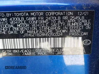 2022 Lexus IS 350 F Sport z VIN JTHGZ1B28N5050324, wystawiony jako IAAI lot #42323981 z przebiegiem 28 414 mil mil oraz . Historia ofert i sprzedaży dostępna na DreamBid. Obrazek 9.