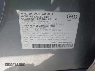 2014 Audi Q5 Premium Plus with VIN WA1LFAFP3EA093565, listed as a IAAI auction lot 42487613 with 174,271 mi miles and . Bid and sale history available at DreamBid. Image 9.
