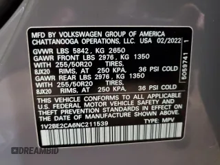 2022 Volkswagen Atlas SEL with VIN 1V2BE2CA6NC211539, listed as a Copart auction lot 79529644 with 27,340 mi miles and Salvage title. Bid and sale history available at DreamBid. Image 15.