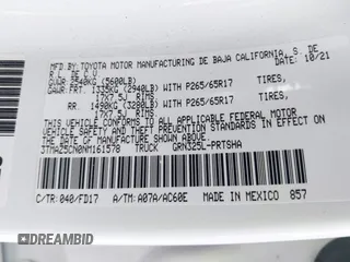 2022 Toyota Tacoma SR5 with VIN 3TMAZ5CN0NM161578, listed as a IAAI auction lot 42430201 with 39,654 mi miles and . Bid and sale history available at DreamBid. Image 9.