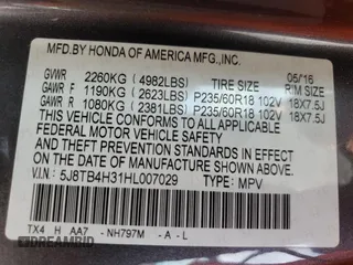 2017 Acura RDX with VIN 5J8TB4H31HL007029, listed as a Copart auction lot 50269835 with 58,159 mi miles and Salvage Title. Bid and sale history available at DreamBid. Image 13.