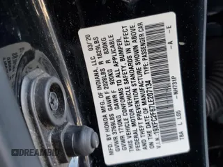 2020 Honda Civic LX with VIN 19XFC2F67LE207134, listed as a Copart auction lot 47595325 with 46,904 mi miles and Salvage Title. Bid and sale history available at DreamBid. Image 13.