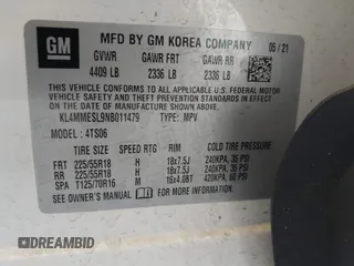 2022 Buick Encore GX Select с VIN KL4MMESL9NB011479, выставлен на аукционе IAAI как лот 42105662 с пробегом 33 823 миль миль и . История ставок и продаж доступна на DreamBid. Изображение 9.