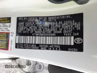 2012 Toyota Avalon with VIN 4T1BK3DB2CU463685, listed as a IAAI auction lot 41761299 with 72,934 mi miles and . Bid and sale history available at DreamBid. Image 9.