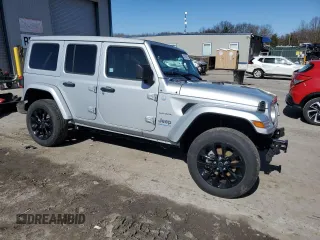 2024 Jeep Wrangler Sahara with VIN 1C4RJXP63RW195206, listed as a Copart auction lot 48784595 with 10,737 mi miles and Salvage Title. Bid and sale history available at DreamBid. Image 4.