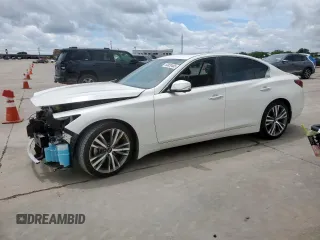 2021 Infiniti Q50 Signature Edition with VIN JN1EV7CP4MM706270, listed as a Copart auction lot 60830485 with 25,961 mi miles and Salvage title. Bid and sale history available at DreamBid. Image 1.