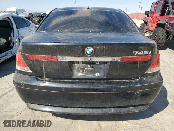 2002 BMW 7 Series 745i with VIN WBAGL634X2DP57617, listed as a Copart auction lot 74073604 with 153,666 mi miles and Clean Title. Bid and sale history available at DreamBid. Image 6.