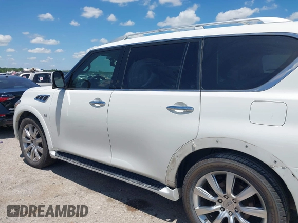 2014 Infiniti QX80 with VIN JN8AZ2NF6E9553827, listed as a IAAI auction lot 42228458 with 167,945 mi miles and . Bid and sale history available at DreamBid. Image 14.