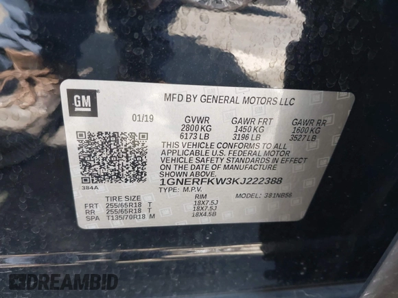 2019 Chevrolet Traverse LS z VIN 1GNERFKW3KJ222388, wystawiony jako IAAI lot #42225444 z przebiegiem 94 777 mil mil oraz . Historia ofert i sprzedaży dostępna na DreamBid. Obrazek 9.