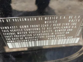 2016 Volkswagen Jetta Sport z VIN 3VWD17AJ2GM232702, wystawiony jako IAAI lot #42399962 z przebiegiem 175 038 mil mil oraz . Historia ofert i sprzedaży dostępna na DreamBid. Obrazek 9.