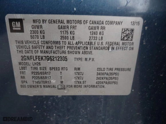 2016 Chevrolet Equinox LT with VIN 2GNFLFEK7G6212305, listed as a IAAI auction lot 41695208 with 1 mi miles. Bid and sale history available at carsss.com. Image 9.
