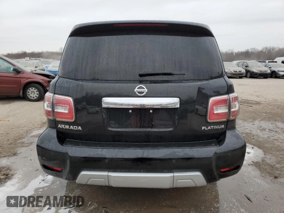 2017 Nissan Armada Platinum with VIN JN8AY2NE4H9704307, listed as a Copart auction lot 85791644 with 79,712 mi miles and Salvage Title. Bid and sale history available at carsss.com. Image 6.