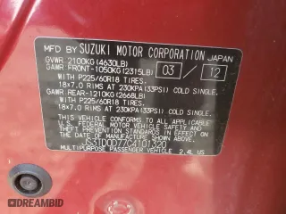 2012 Suzuki Grand Vitara Limited with VIN JS3TD0D77C4101320, listed as a Copart auction lot 81359144 with 126,680 mi miles and Salvage Title. Bid and sale history available at carsss.com. Image 16.