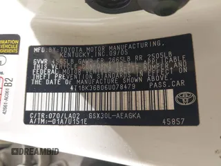 2006 Toyota Avalon XL with VIN 4T1BK36B06U078479, listed as a IAAI auction lot 41940266 with 168,852 mi miles. Bid and sale history available at carsss.com. Image 9.