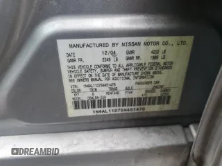 2005 Nissan Altima 2.5 with VIN 1N4AL11D75N451476, listed as a Copart auction lot 51479015 with 232,207 mi miles and Salvage Title. Bid and sale history available at carsss.com. Image 12.