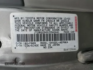 2001 Toyota Camry CE with VIN JT2BG22K810542441, listed as a Copart auction lot 52969515 with 251,008 mi miles and Salvage Title. Bid and sale history available at DreamBid. Image 12.