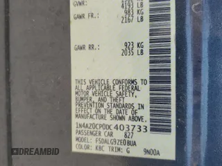 2013 Nissan LEAF SV with VIN 1N4AZ0CP0DC403733, listed as a Copart auction lot 63444585 with 56,896 mi miles and Clean title. Bid and sale history available at DreamBid. Image 12.