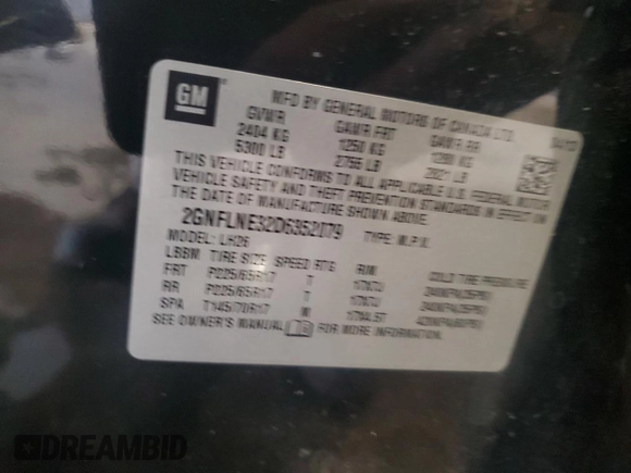 2013 Chevrolet Equinox LT with VIN 2GNFLNE32D6352079, listed as a Copart auction lot 53926655 with 146,819 mi miles and Salvage Title. Bid and sale history available at DreamBid. Image 14.
