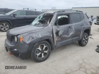 2020 Jeep Renegade Trailhawk z VIN ZACNJBC1XLPL32073, wystawiony jako Copart lot #43908225 z przebiegiem 35 704 mil mil oraz Szkoda całkowita • Salvage title. Historia ofert i sprzedaży dostępna na DreamBid. Obrazek 1.